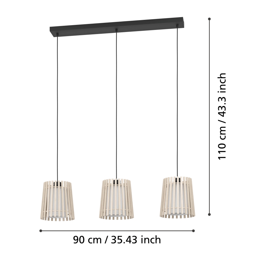 Eglo - Candelabro suspenso 3xE27/25W/230V