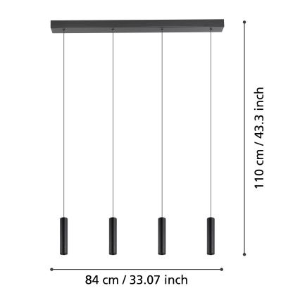 Eglo - Candelabro suspenso LED com regulação 4xLED/5,4W/230V