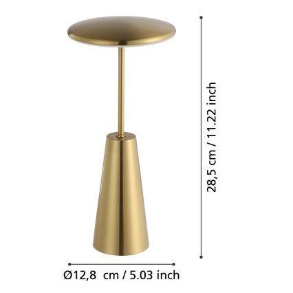 Eglo - LED Regulação táctil exterior candeeiro LED/2,8W/5V 2400K/3000K/4000K 5200 mAh IP54 dourado