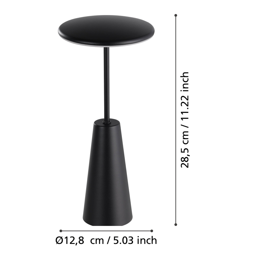 Eglo - Candeeiro de exterior LED tátil com regulação LED/2,8W/5V 2400K/3000K/4000K 5200 mAh IP54 preto