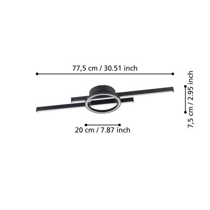 Eglo - Iluminação de teto LED RGBW com regulação LED/23,5W/230V 2700-6500K preto + controlo remoto