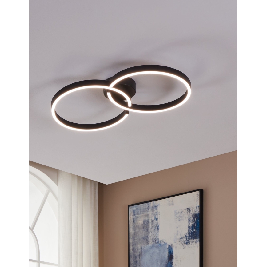 Eglo 900955 - Iluminação de teto LED RGBW com regulação LED/19,5W/230V 2700-6500K preto + controlo remoto