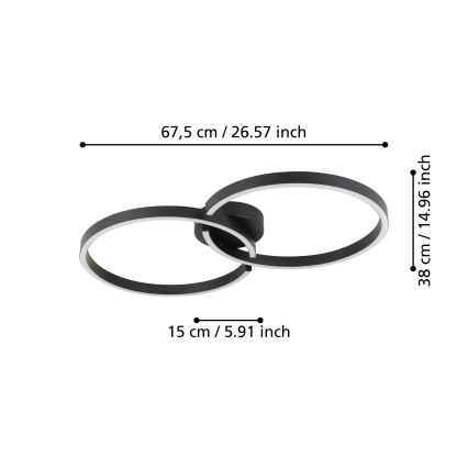 Eglo 900955 - Iluminação de teto LED RGBW com regulação LED/19,5W/230V 2700-6500K preto + controlo remoto