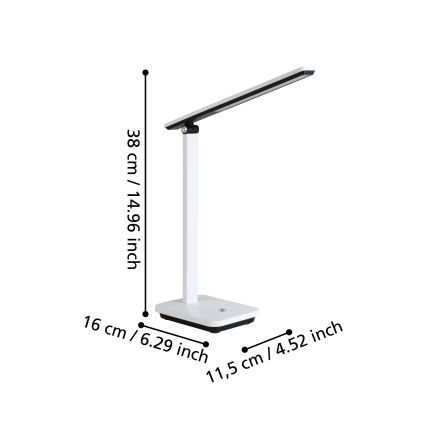 Eglo - LED Candeeiro de mesa recarregável com regulação LED/3,6W/5V 1800mAh branco