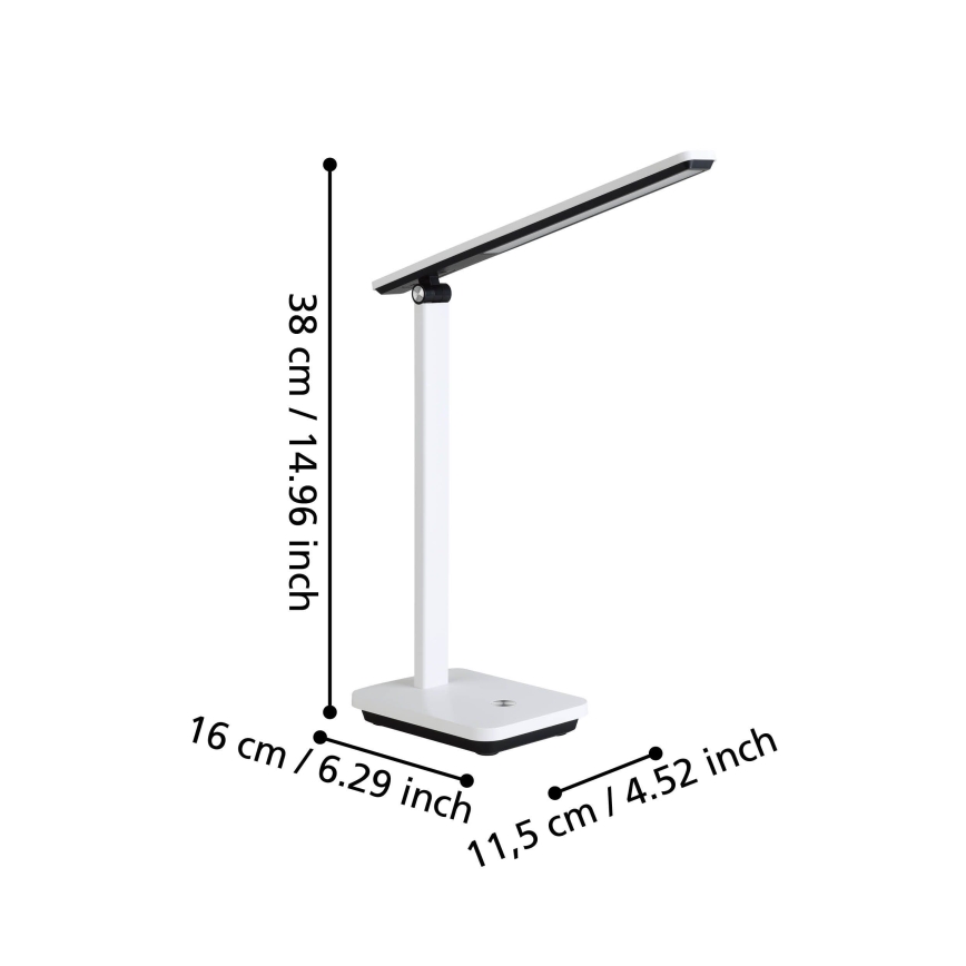 Eglo - LED Candeeiro de mesa recarregável com regulação LED/3,6W/5V 1800mAh branco