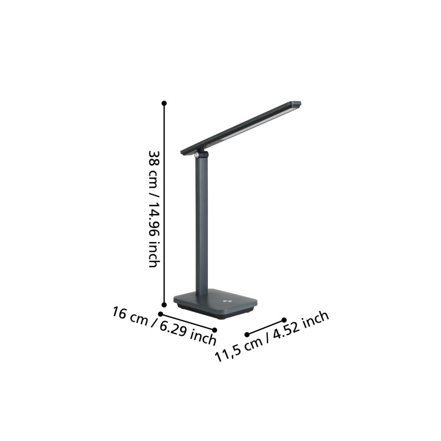 Eglo - LED Candeeiro de mesa recarregável com regulação LED/3,6W/5V 1800mAh cinzento