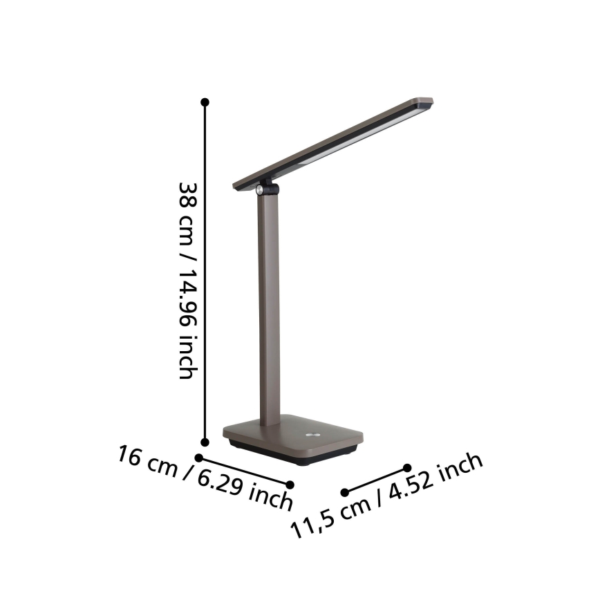 Eglo - LED Candeeiro de mesa recarregável com regulação LED/3,6W/5V 1800mAh castanho