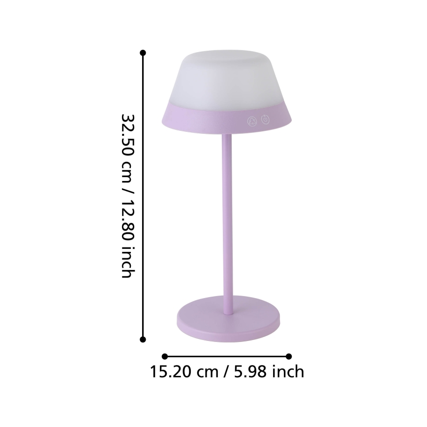 Eglo - Candeeiro de exterior LED RGBW tátil regulável 2em1 LED/1,5W/5V 2600 mAh IP54 roxo