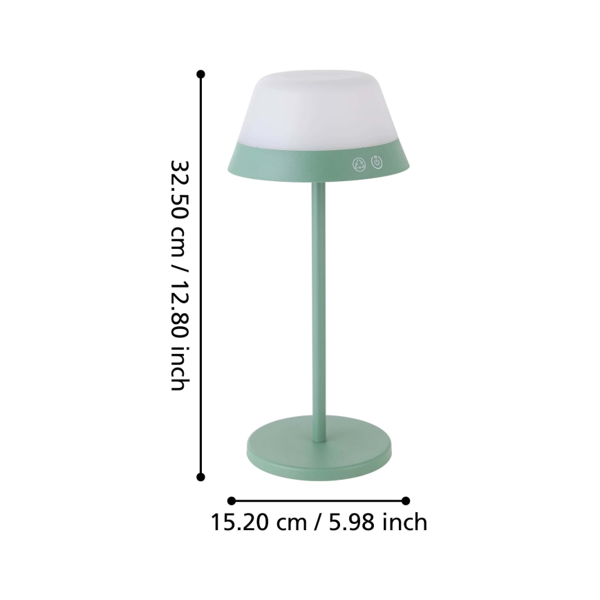 Eglo - Candeeiro de exterior LED RGBW tátil regulável 2em1 LED/1,5W/5V 2600 mAh IP54 verde