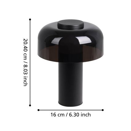 Eglo - Candeeiro de exterior LED tátil regulável LED/2,25W/5V 2400-4000K 5200 mAh IP44 preto
