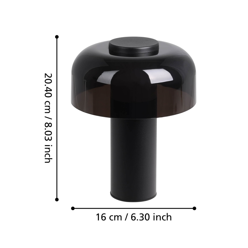 Eglo - Candeeiro de exterior LED tátil regulável LED/2,25W/5V 2400-4000K 5200 mAh IP44 preto