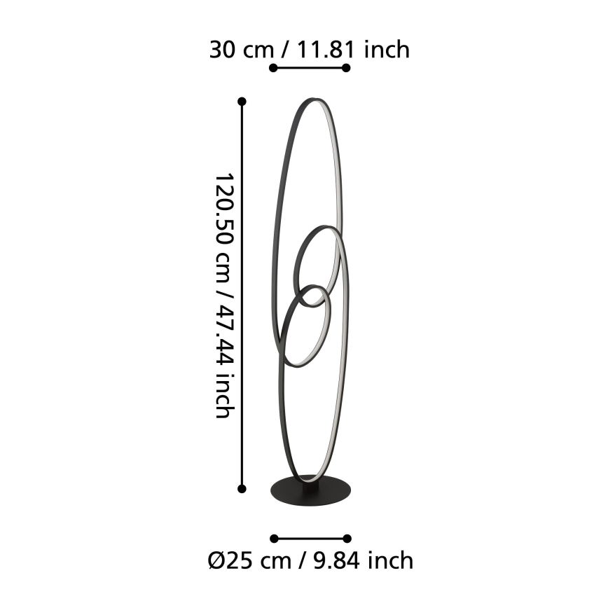 Eglo - Candeeiro de chão LED LED/38W/230V 3000K preto