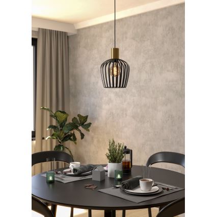 Eglo - Candeeiro suspenso 1xE27/40W/230V preto/dourado