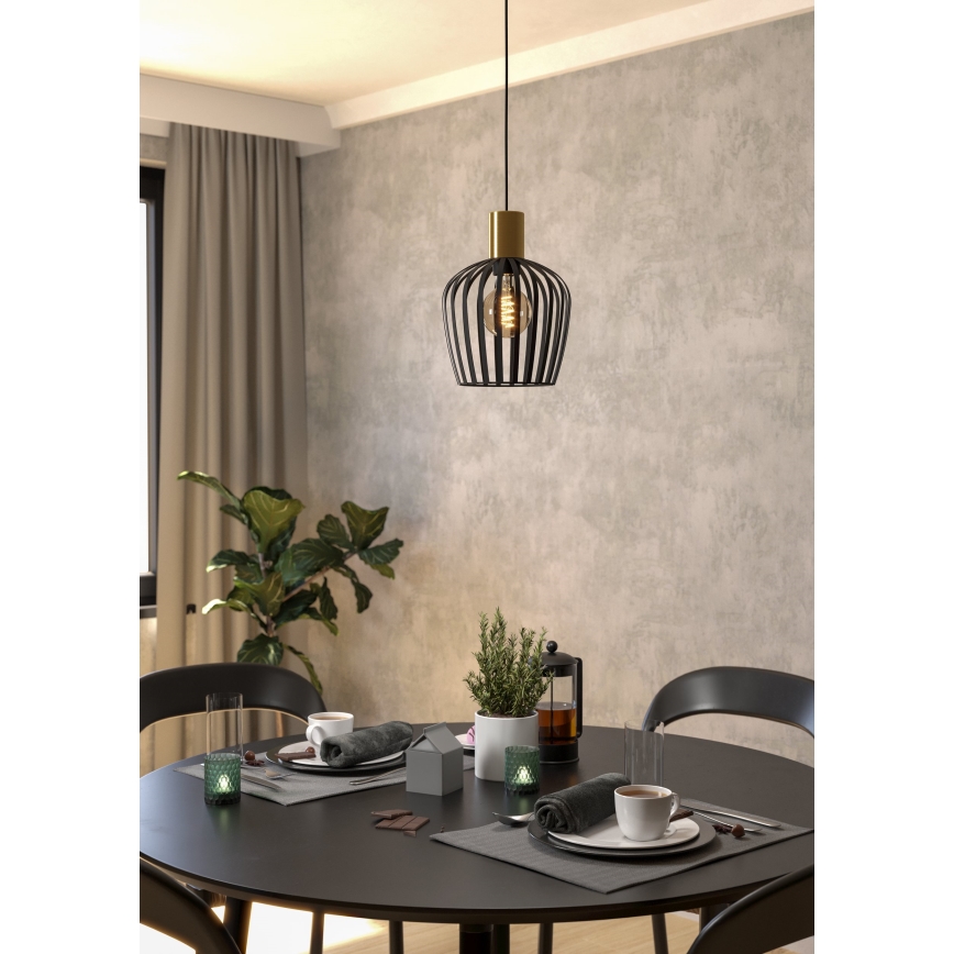 Eglo - Candeeiro suspenso 1xE27/40W/230V preto/dourado