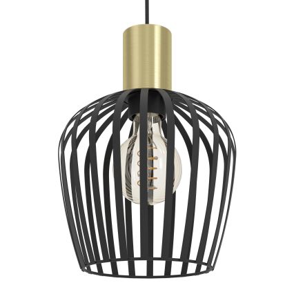 Eglo - Candeeiro suspenso 3xE27/40W/230V preto/dourado