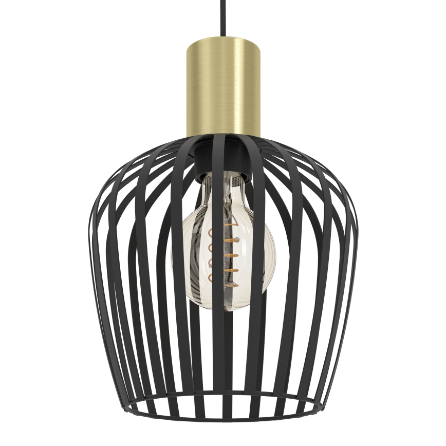 Eglo - Candeeiro suspenso 3xE27/40W/230V preto/dourado