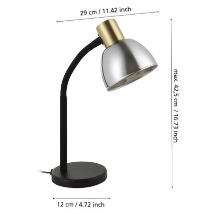 Eglo - Candeeiro de mesa 1xE14/25W/230V dourado/preto