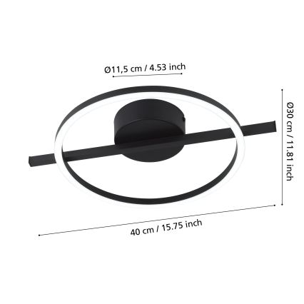 Eglo - Iluminação de teto LED RGBW com regulação LED/17W/230V 2700-6500K preto + comando