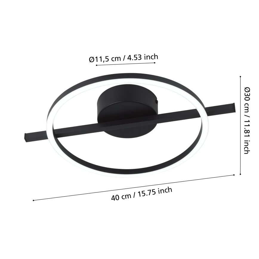 Eglo - Iluminação de teto LED RGBW com regulação LED/17W/230V 2700-6500K preto + comando