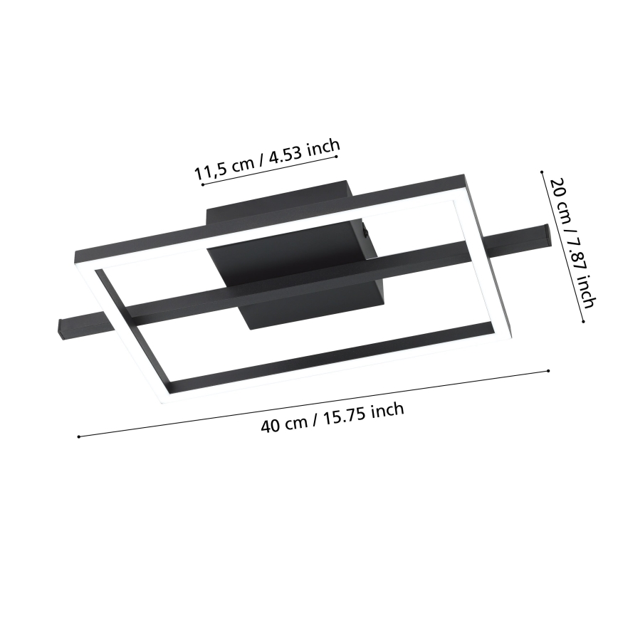 Eglo - Iluminação de teto LED RGBW com regulação LED/17W/230V 2700-6500K preto + comando