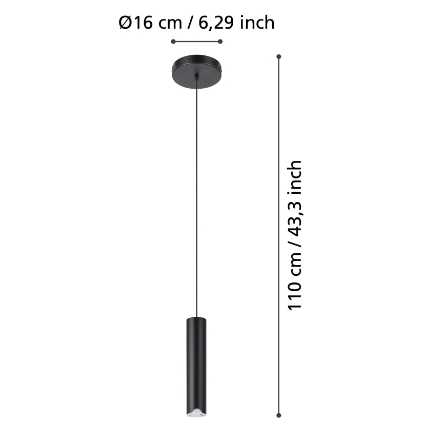 Eglo - LED RGBW Candeeiro suspenso com regulação LED/3,7W/230V 2700-6500K preto