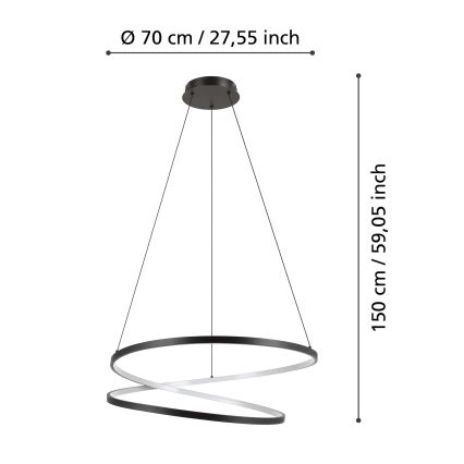 Eglo - Candeeiro suspenso LED LED/42W/230V 3000K preto