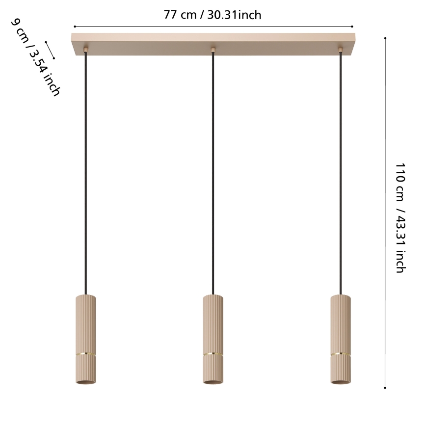 Eglo - Candeeiro suspenso LED 3xGU10/5W/230V 3000K bege