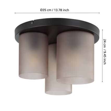 Eglo - Iluminação de teto 3xE27/40W/230V cinzento