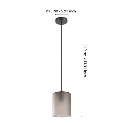 Eglo - Candeeiro suspenso 1xE27/40W/230V cinzento