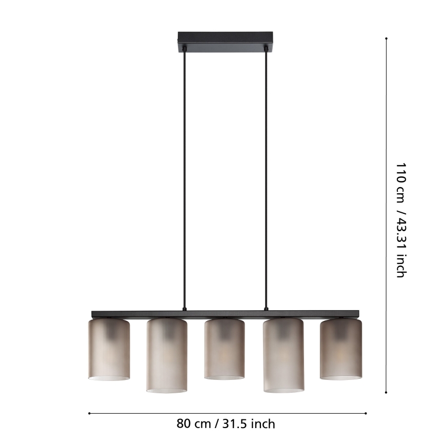 Eglo - Candeeiro suspenso COLOMERA 5xE27/40W/230V cinzento