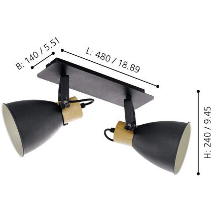 Eglo - Foco 2xE27/40W/230V - FSC certificado