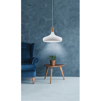 Eglo - Candeeiro suspenso 1xE27/40W/230V diâmetro 40 cm branco - FSC certificado