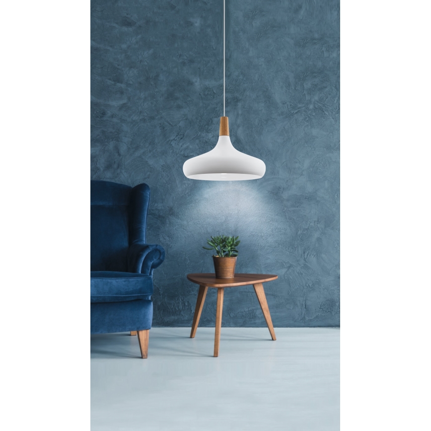 Eglo - Candeeiro suspenso 1xE27/40W/230V diâmetro 40 cm branco - FSC certificado