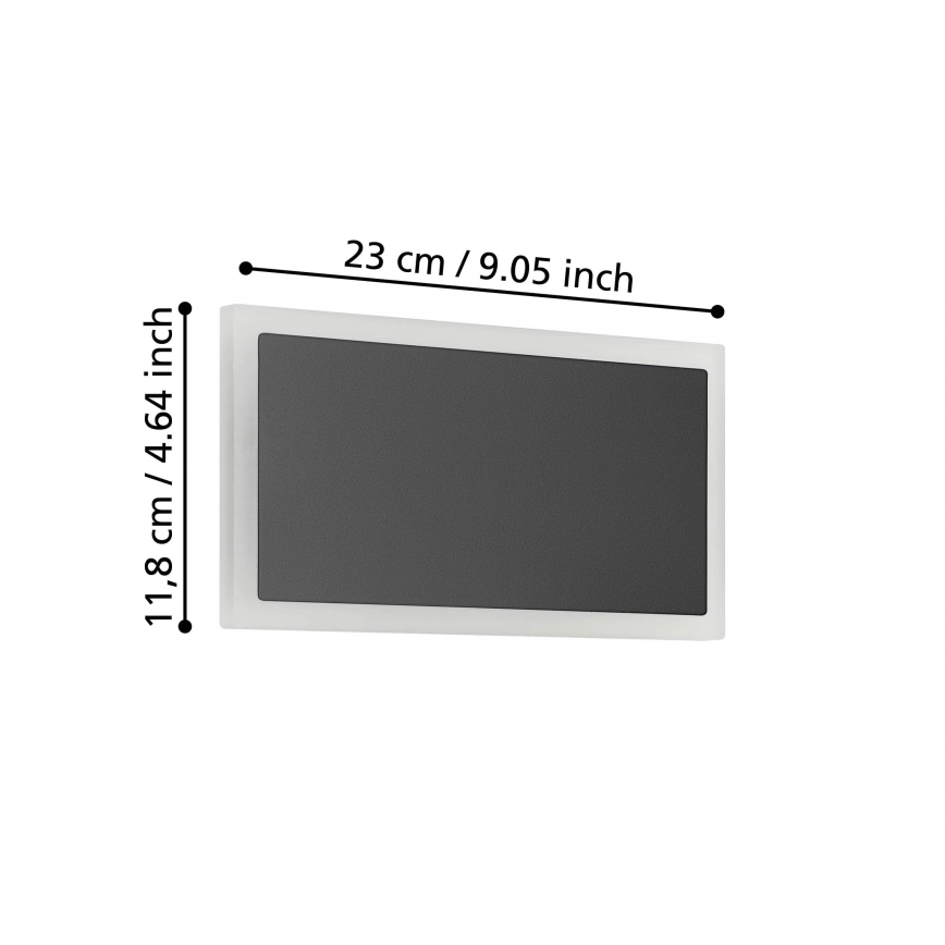 Eglo - Iluminação de parede LED LED/12W/230V 3000K 12x23 cm preto