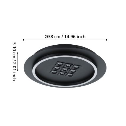 Eglo - Iluminação de teto LED com regulação LED/21,4W/230V 2700-6500K preto + comando