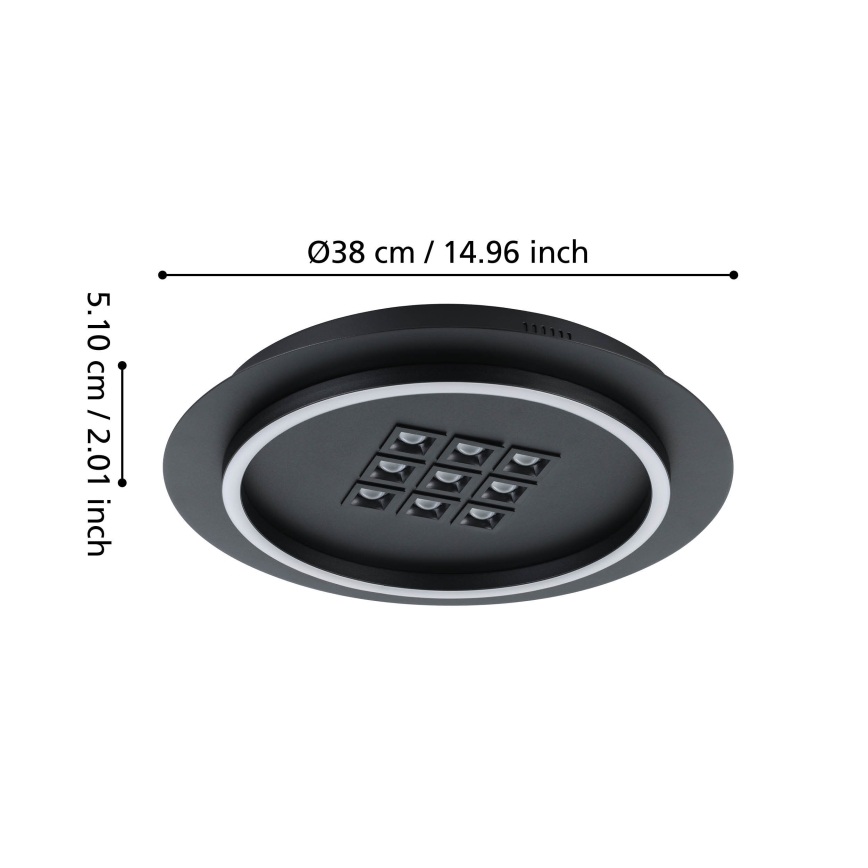Eglo - Iluminação de teto LED com regulação LED/21,4W/230V 2700-6500K preto + comando
