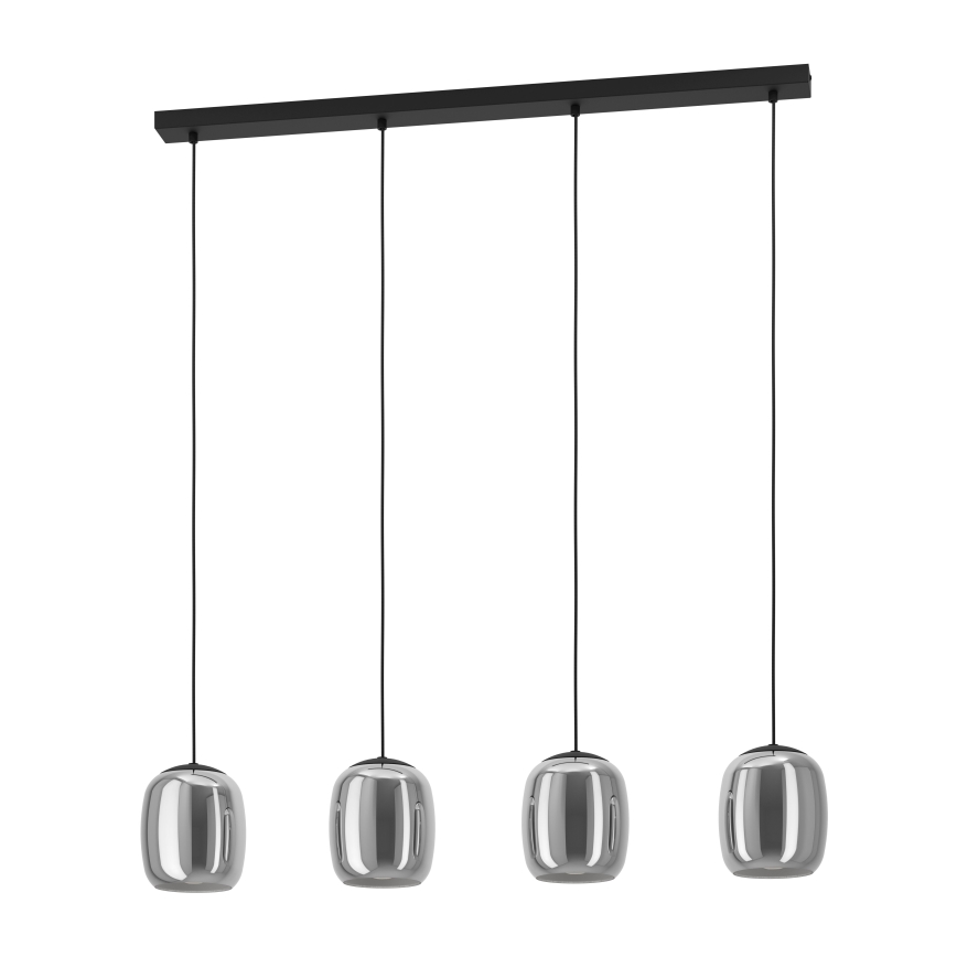 Eglo - Candeeiro suspenso 4xE27/28W/230V cinzento