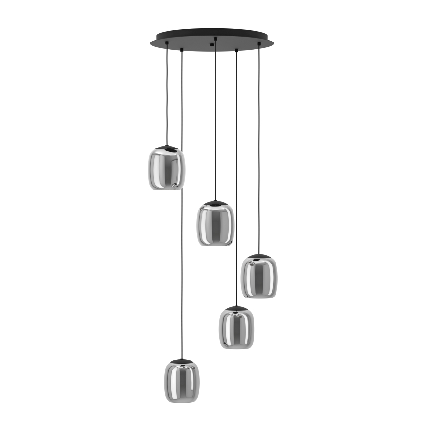 Eglo - Candeeiro suspenso 5xE27/28W/230V cinzento