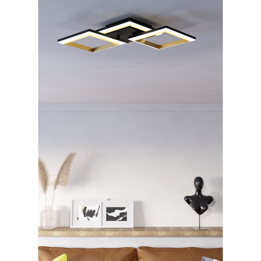 Eglo - Iluminação de teto LED com regulação LED/20W/230V 4000K preto/dourado