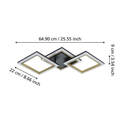 Eglo - Iluminação de teto LED com regulação LED/20W/230V 4000K preto/dourado