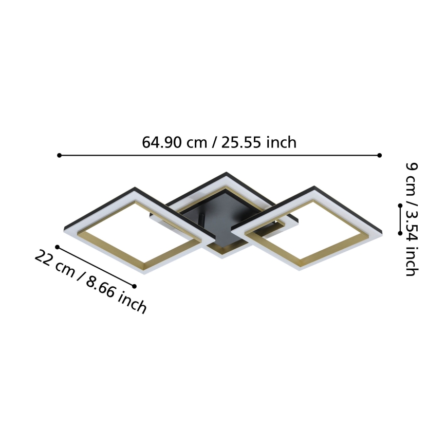 Eglo - Iluminação de teto LED com regulação LED/20W/230V 4000K preto/dourado