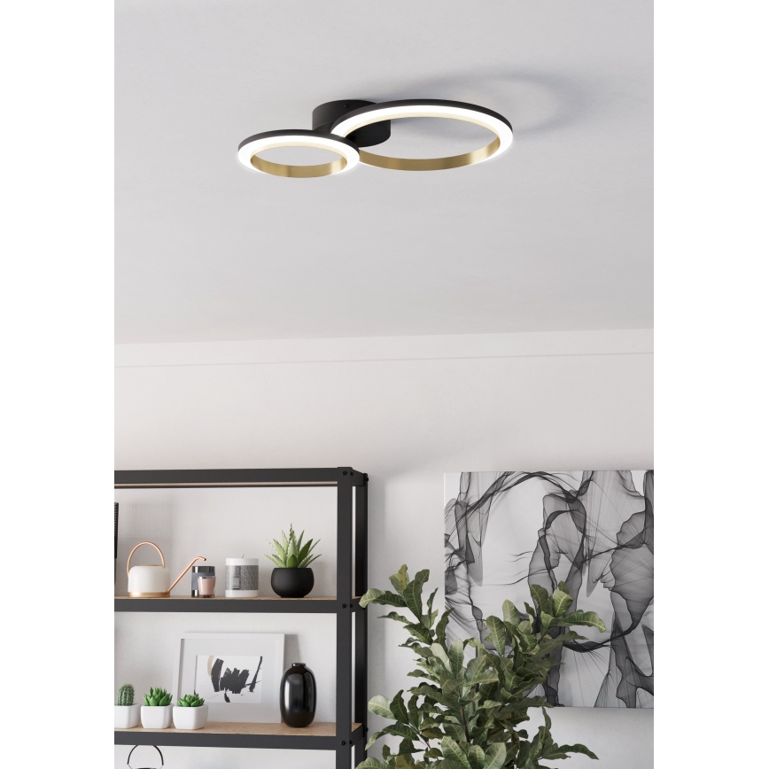 Eglo - Iluminação de teto LED com regulação LED/12W/230V 4000K preto/dourado