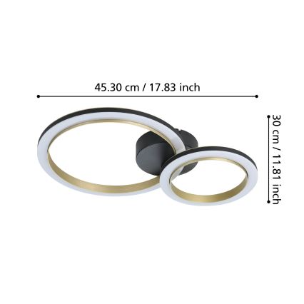 Eglo - Iluminação de teto LED com regulação LED/12W/230V 4000K preto/dourado