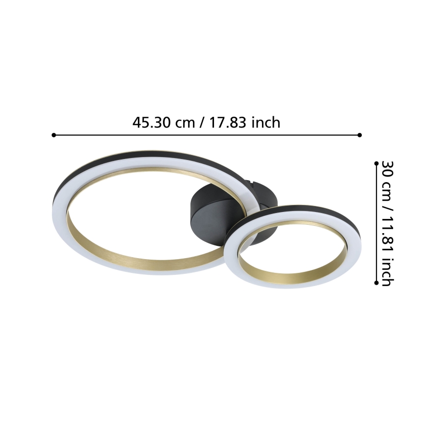 Eglo - Iluminação de teto LED com regulação LED/12W/230V 4000K preto/dourado