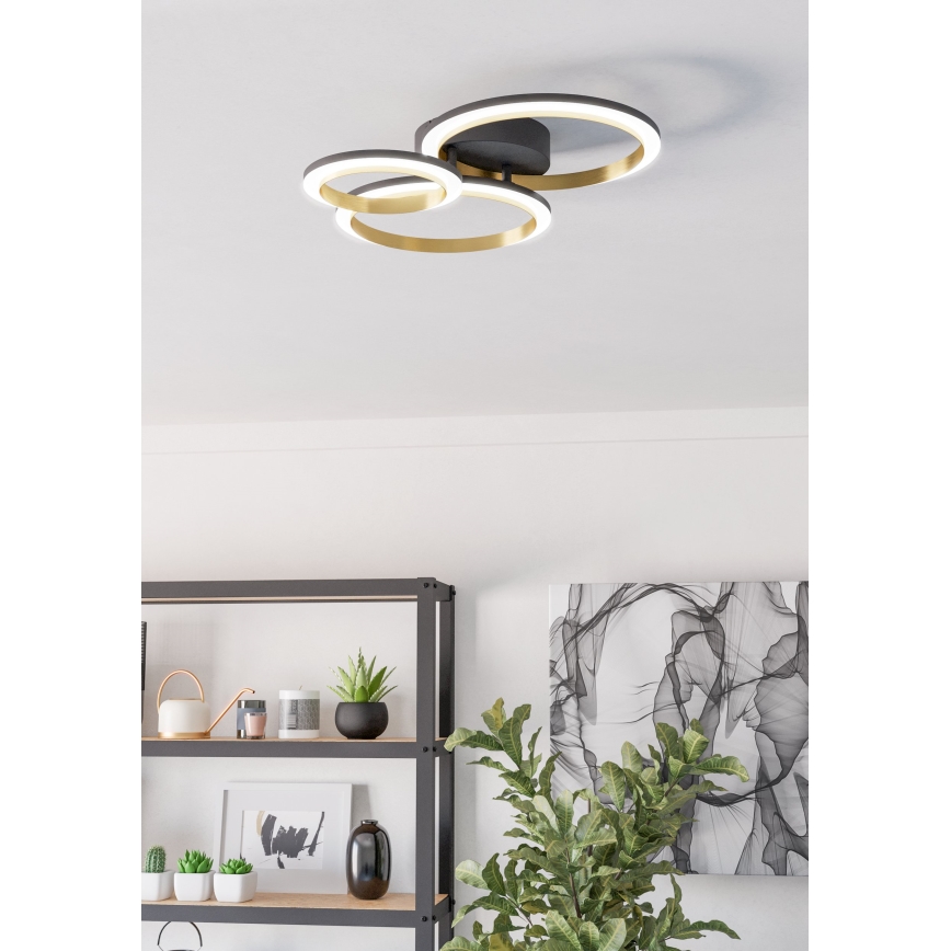 Eglo - Iluminação de teto LED com regulação LED/20W/230V 4000K preto/dourado