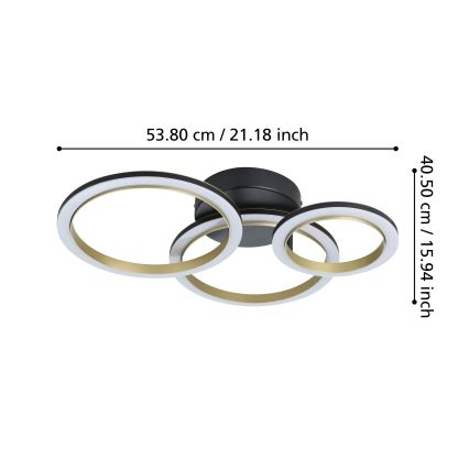 Eglo - Iluminação de teto LED com regulação LED/20W/230V 4000K preto/dourado