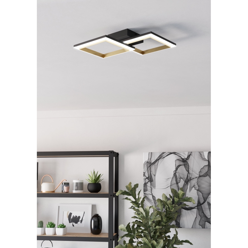Eglo - Iluminação de teto LED com regulação LED/18,4W/230V 4000K preto/dourado