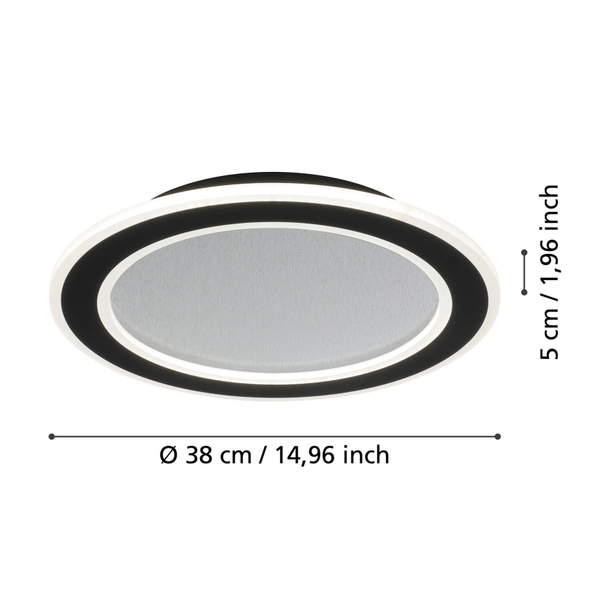 Eglo - Iluminação de teto LED com regulação LED/20W/230V 2700-6500K preto + comando