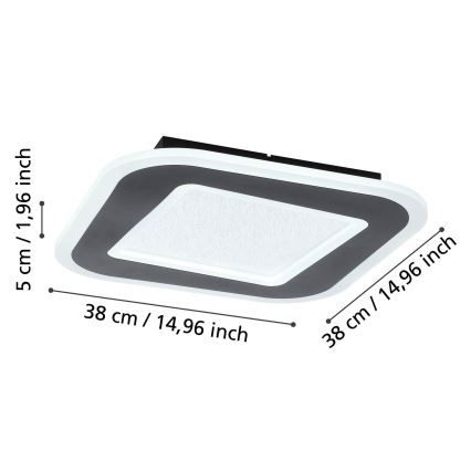 Eglo - Iluminação de teto LED com regulação LED/20W/230V 2700-6500K preto + comando