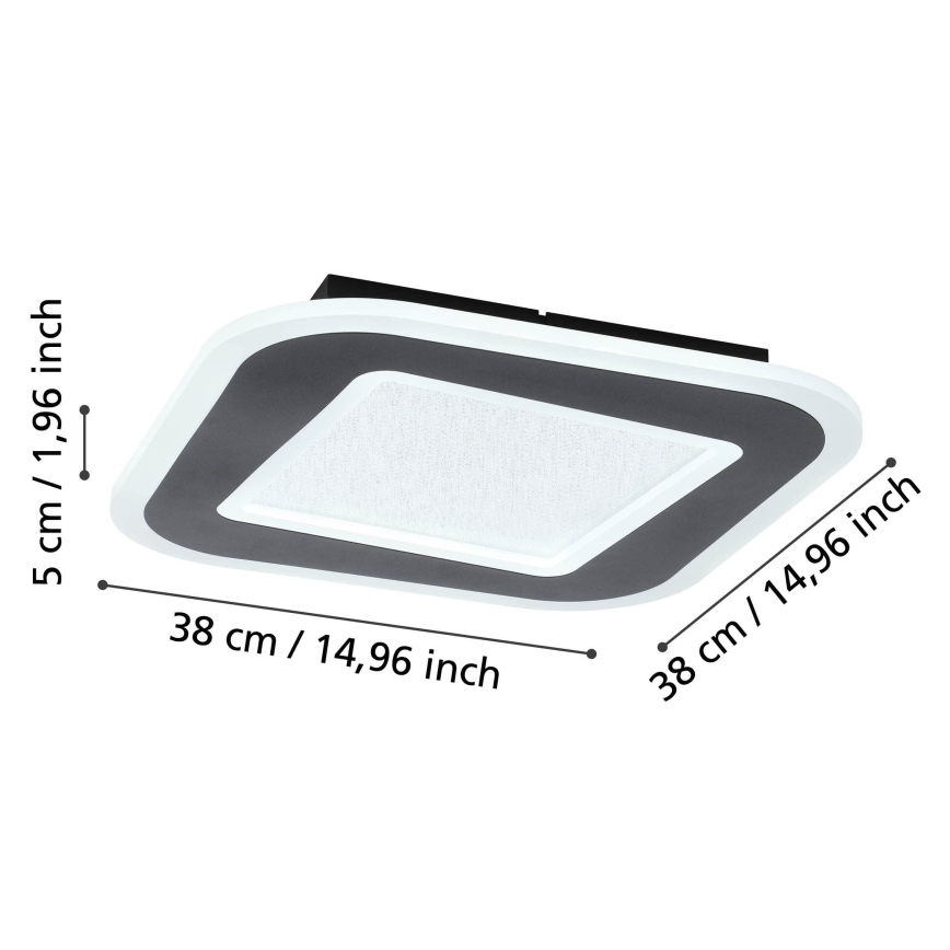Eglo - Iluminação de teto LED com regulação LED/20W/230V 2700-6500K preto + comando